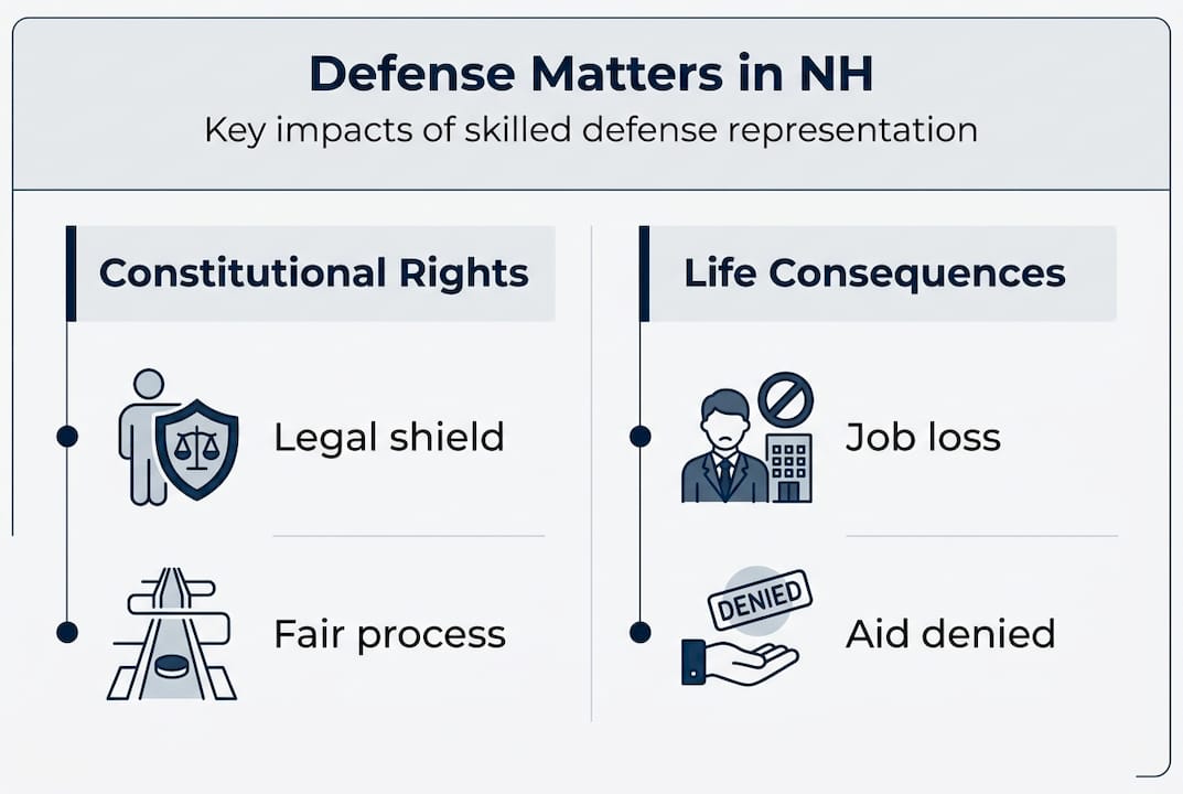 Infographic showing defense rights and life impact