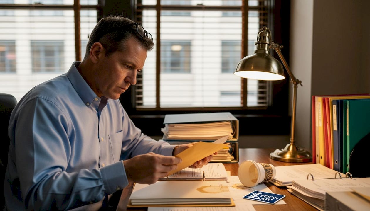 Investigator reviews evidence and case files