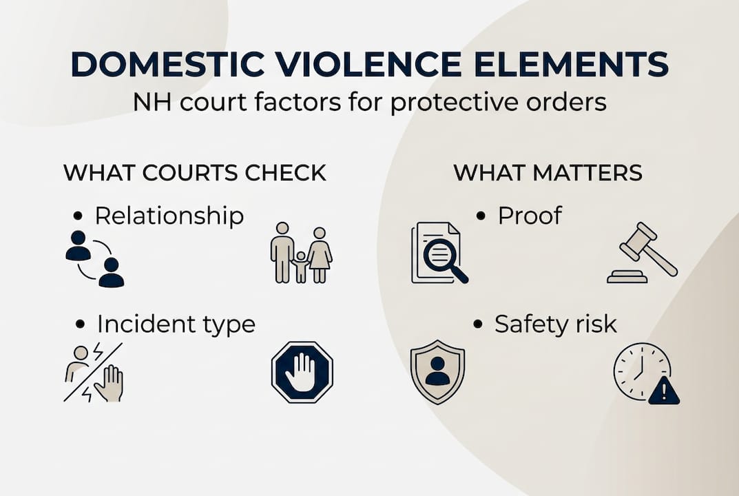 Infographic showing NH domestic violence legal elements