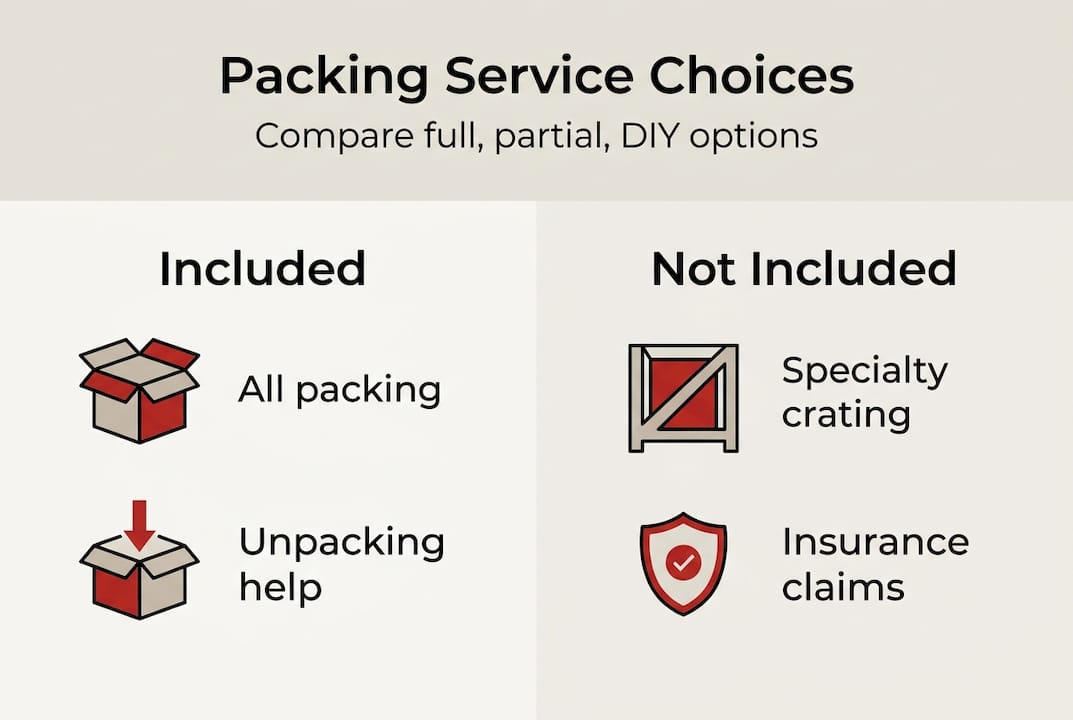 Infographic comparing packing service options