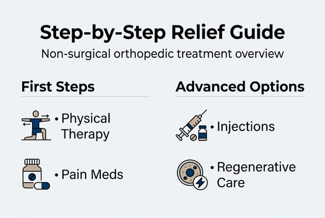 Infographic step-by-step non-surgical orthopedic options