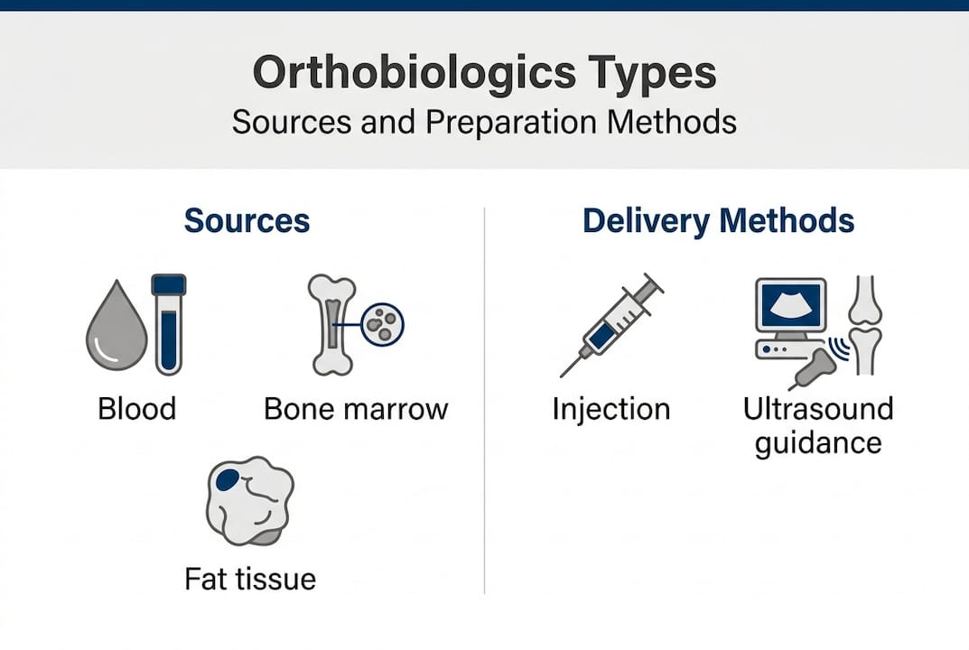 Infographic shows types and delivery of orthobiologics