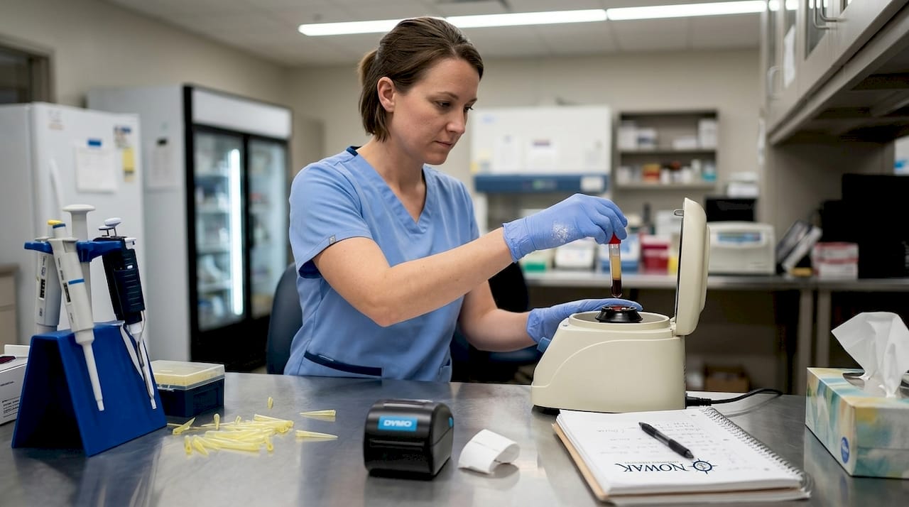Technician prepares sample for orthobiologics