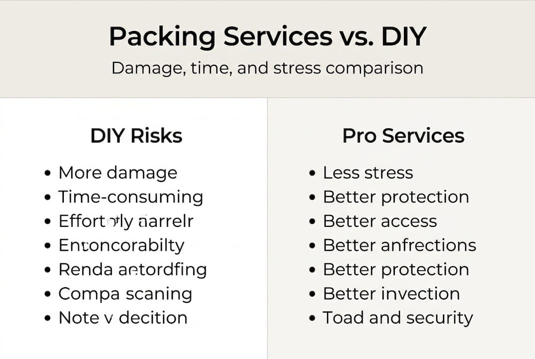 Infographic comparing packing services and DIY risks