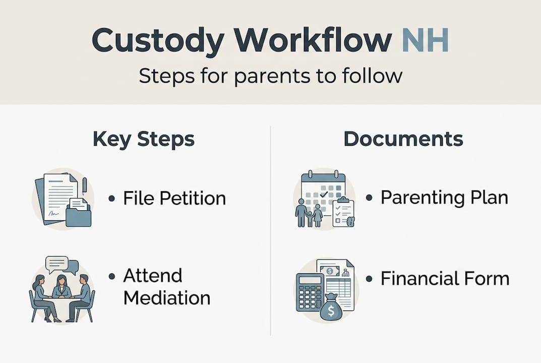 Infographic of NH custody process steps and docs
