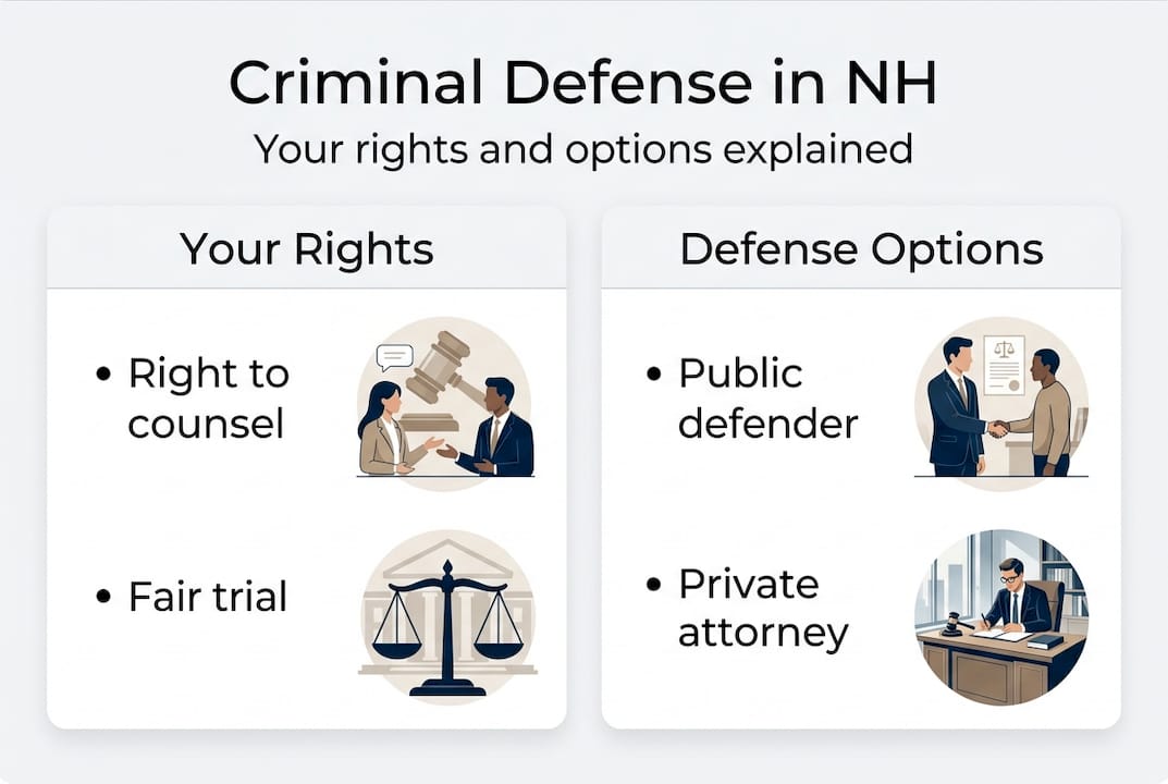 Infographic on NH criminal defense rights and options