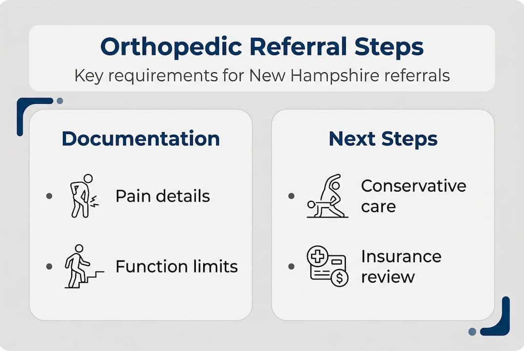 Infographic shows referral steps and key requirements