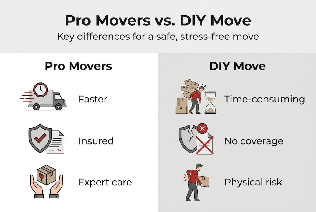 Infographic comparing pro movers and DIY moving