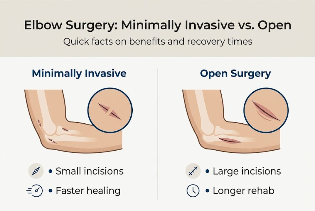 Infographic comparing minimally invasive and open elbow surgery