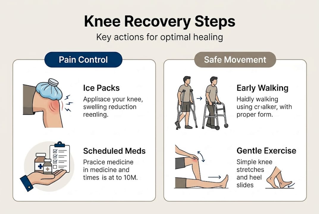 Infographic showing pain control and movement tips