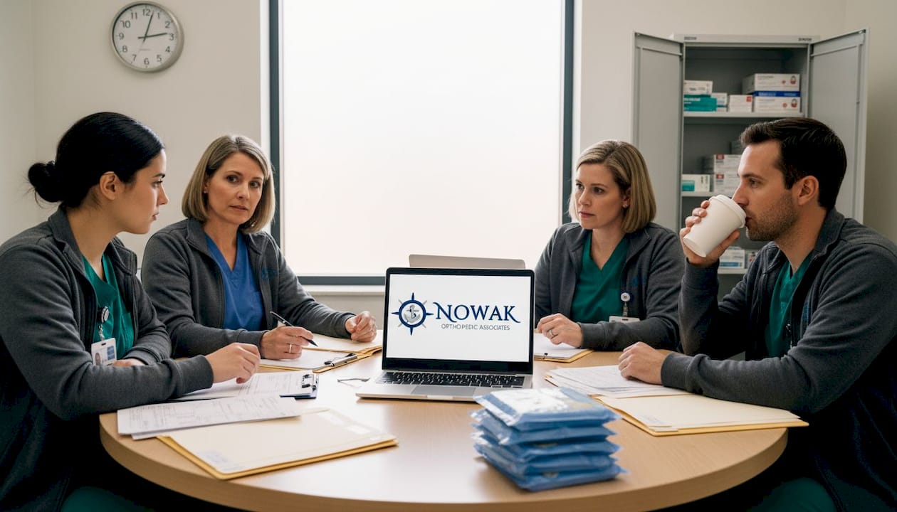 Surgical staff reviewing checklist after surgery