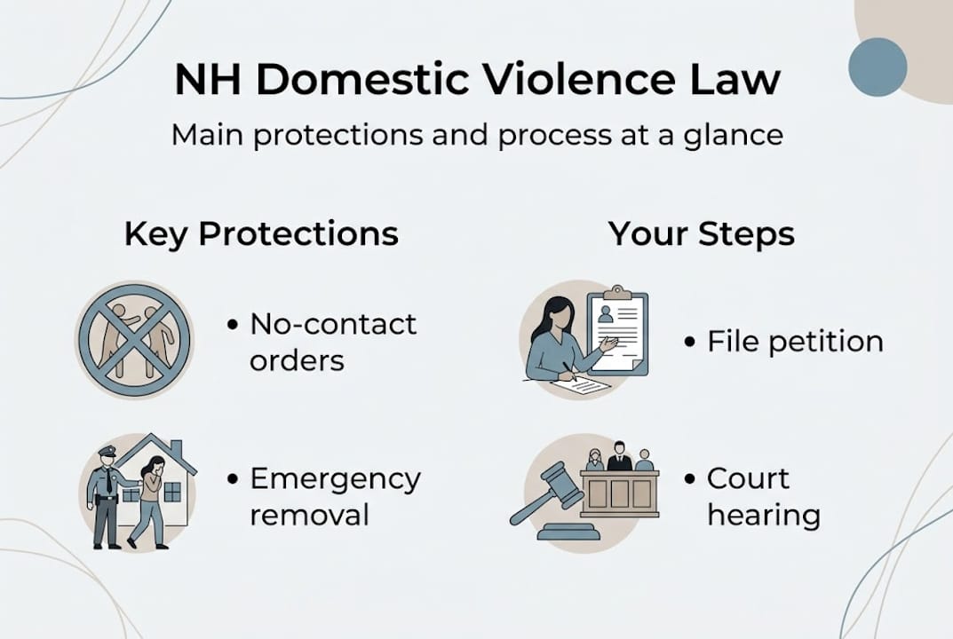Infographic showing key NH domestic violence protections