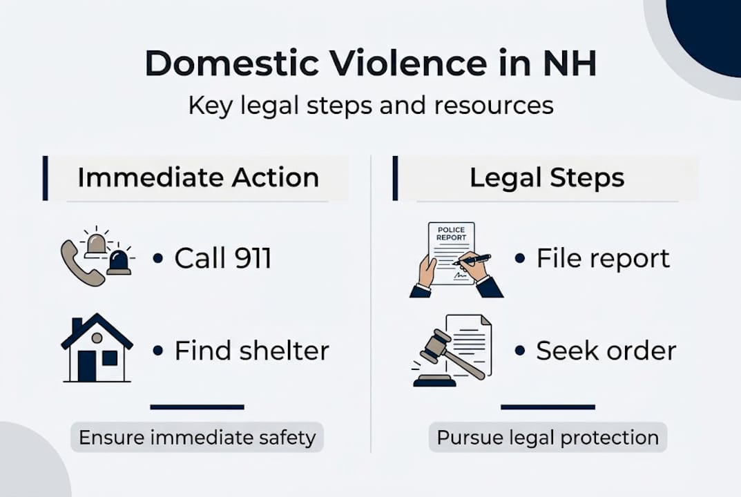 Infographic with domestic violence response steps NH