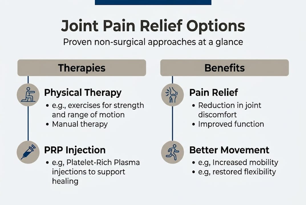 Infographic showing joint pain relief options