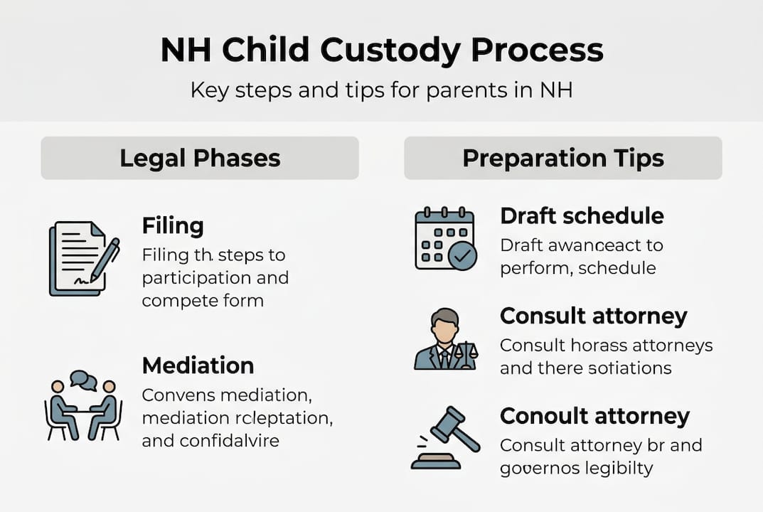 Infographic showing NH child custody process steps
