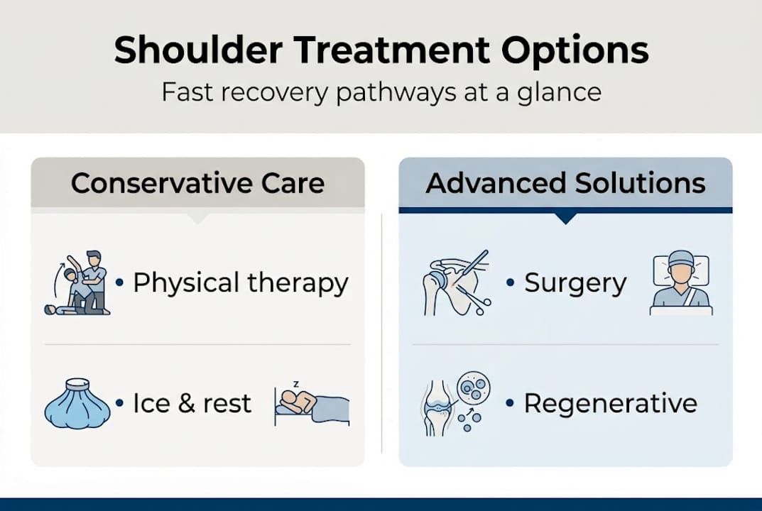 Infographic shows shoulder treatment options overview