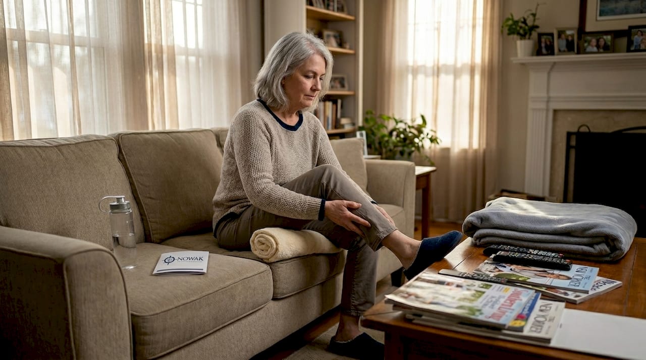 Patient doing home knee rehabilitation