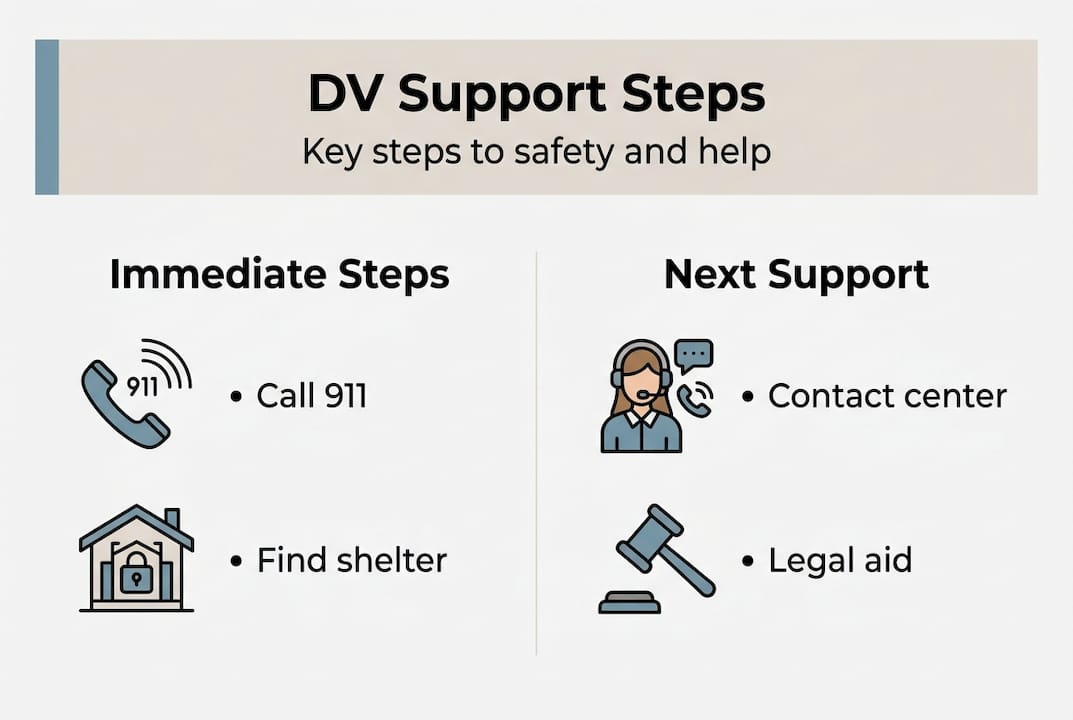 Infographic with New Hampshire domestic violence support steps