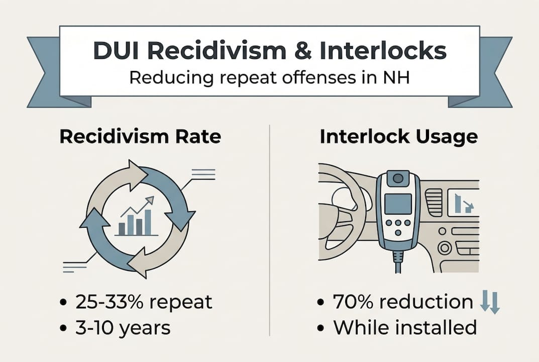 Infographic showing DUI repeat rates and interlock impact