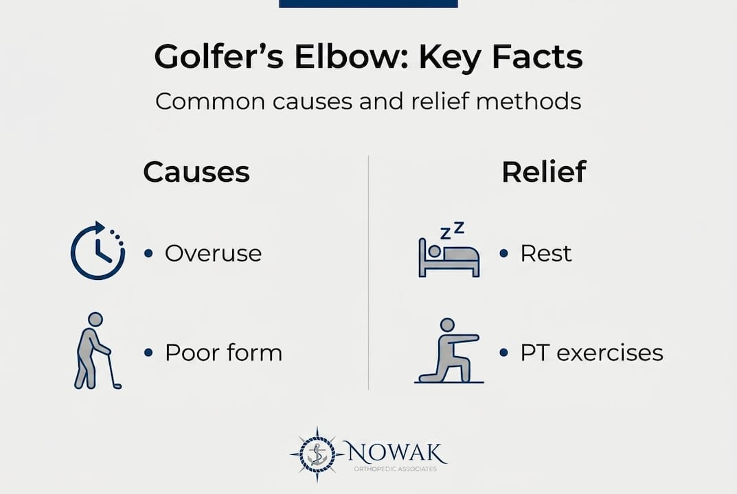 Infographic shows causes and relief for golfer’s elbow
