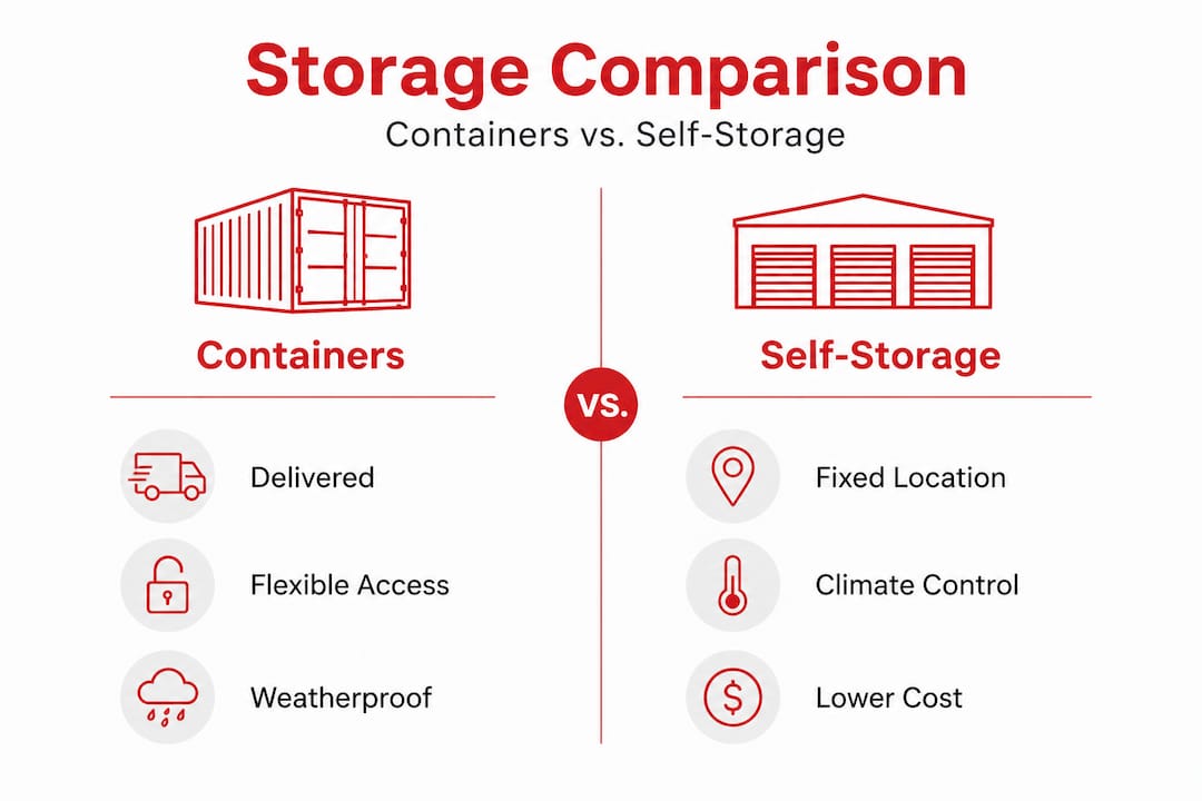 Infographic comparing containers and self-storage options