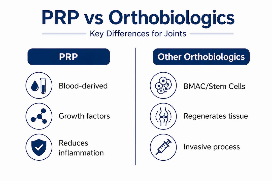 Infographic comparing PRP and orthobiologics treatments