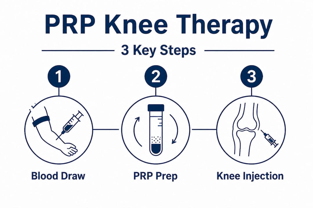 Infographic of PRP knee therapy steps