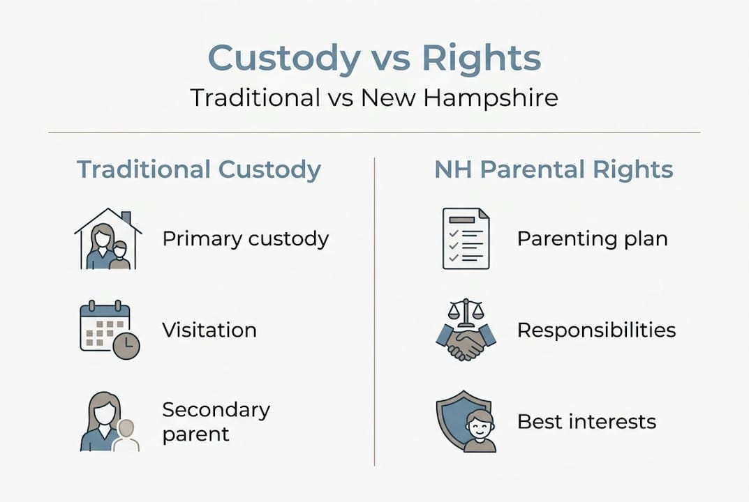 Infographic comparing custody and parental rights frameworks