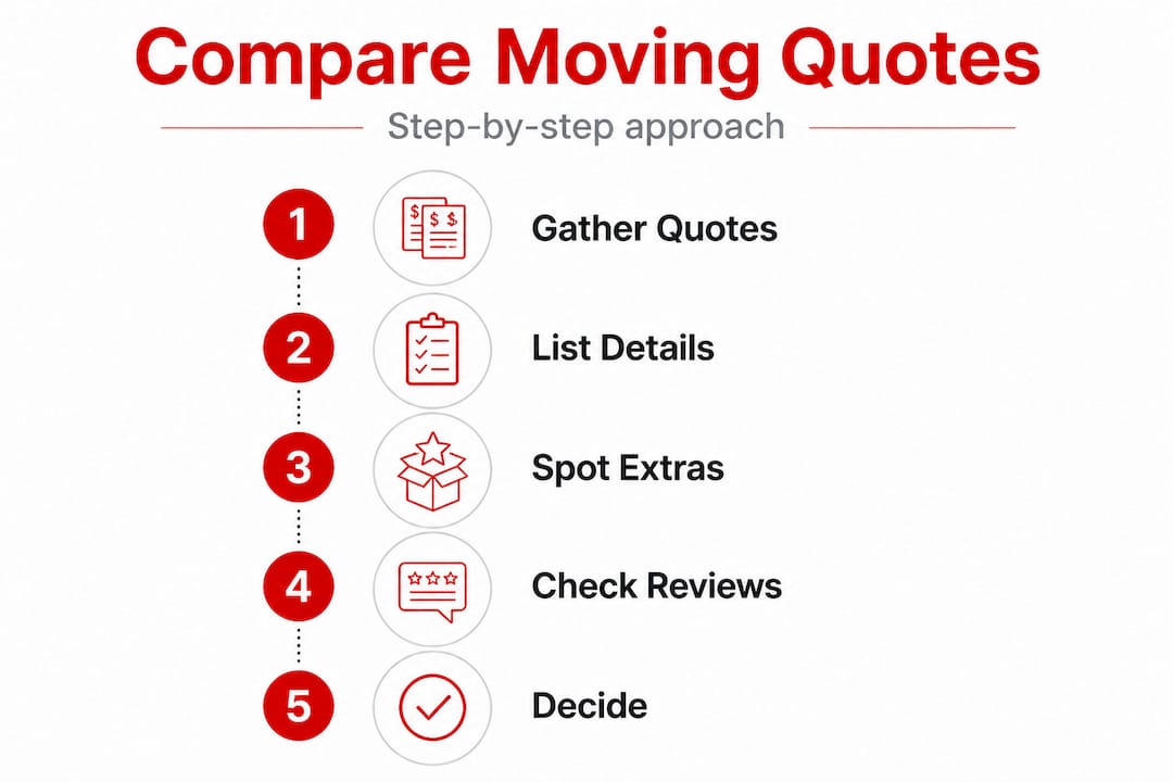 Infographic showing moving quote comparison steps