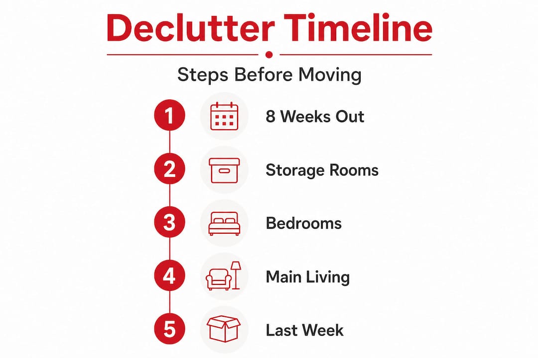 Vertical steps for declutter before moving timeline
