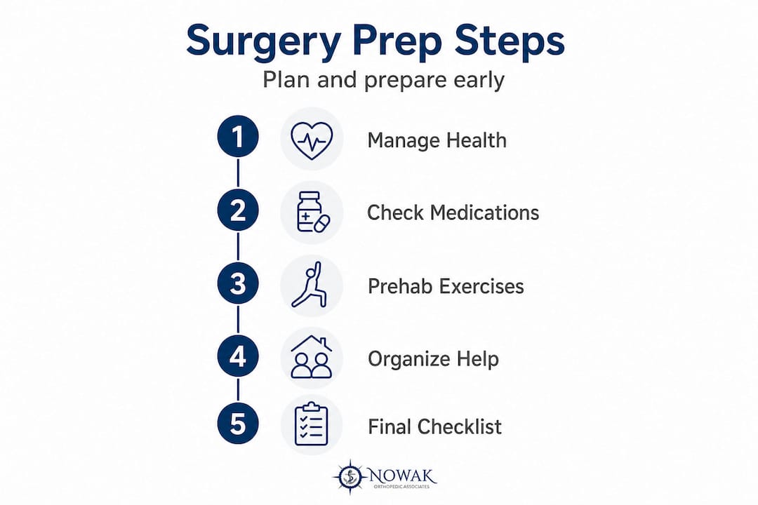 Infographic illustrating surgery preparation steps