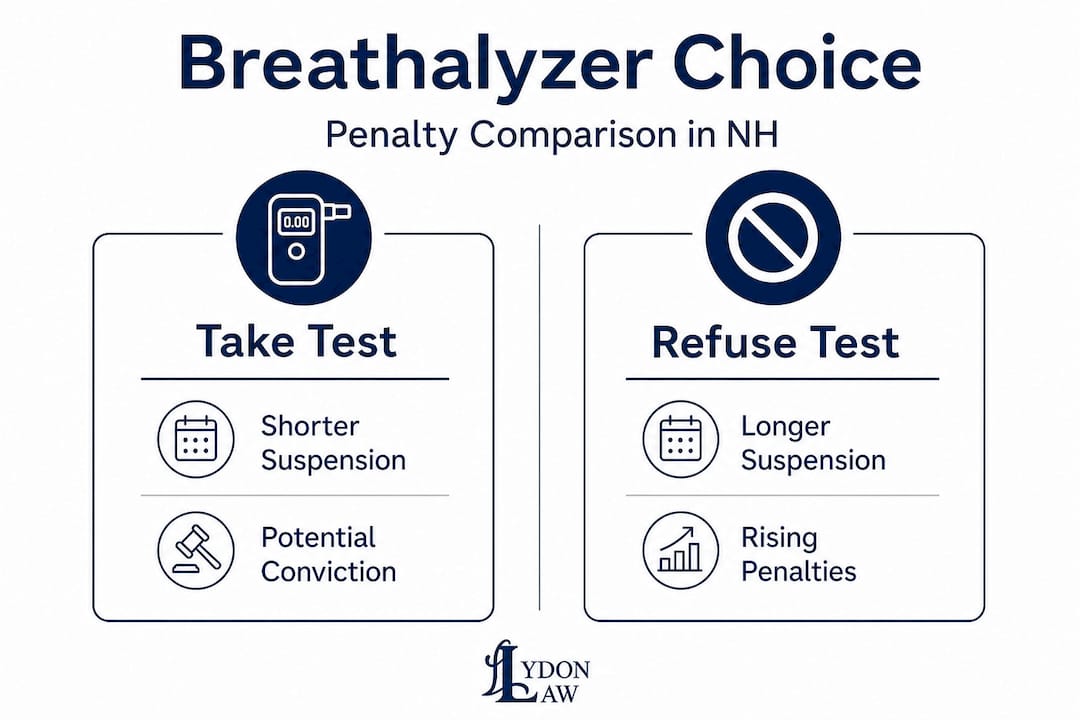 Infographic comparing breathalyzer choices and penalties