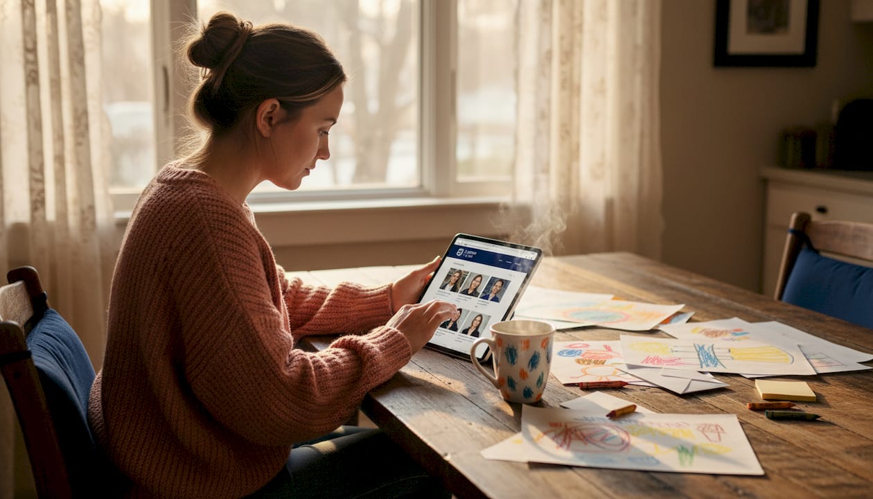 Parent reviewing attorney profiles at home