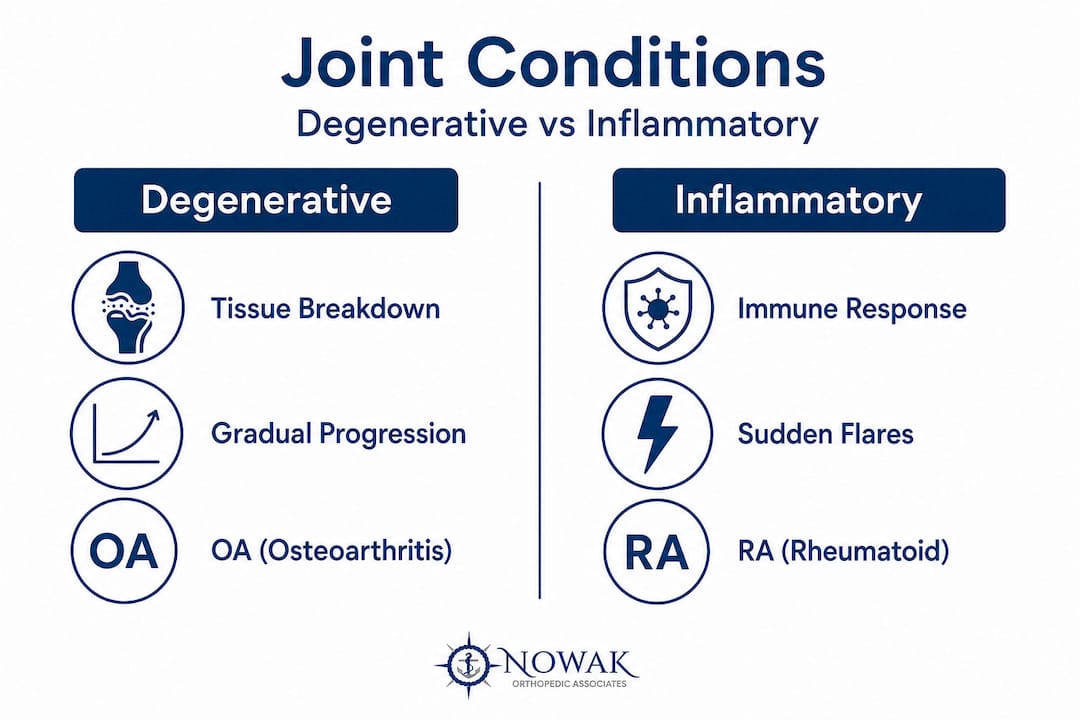 Split comparison degenerative and inflammatory joint conditions