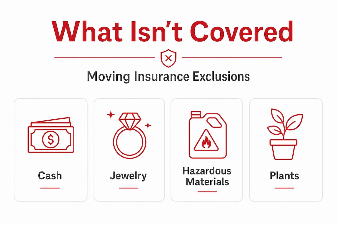 Infographic highlighting moving insurance exclusions