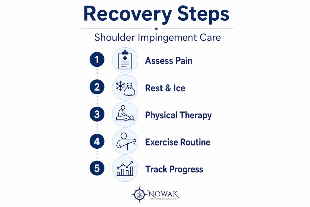 Infographic of shoulder impingement recovery steps
