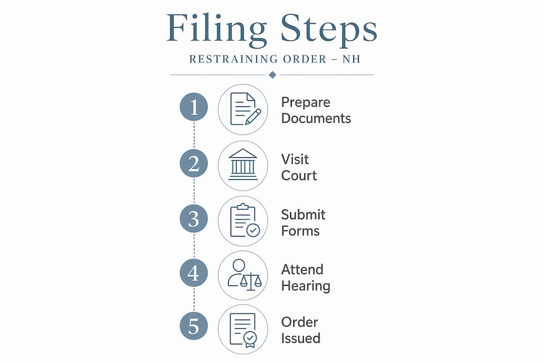 Infographic depicting restraining order filing steps