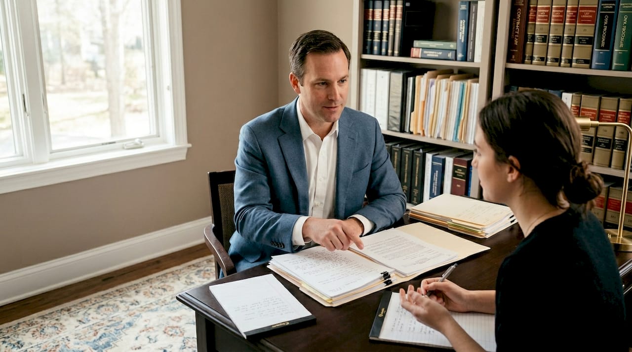 Attorney explaining response options to client