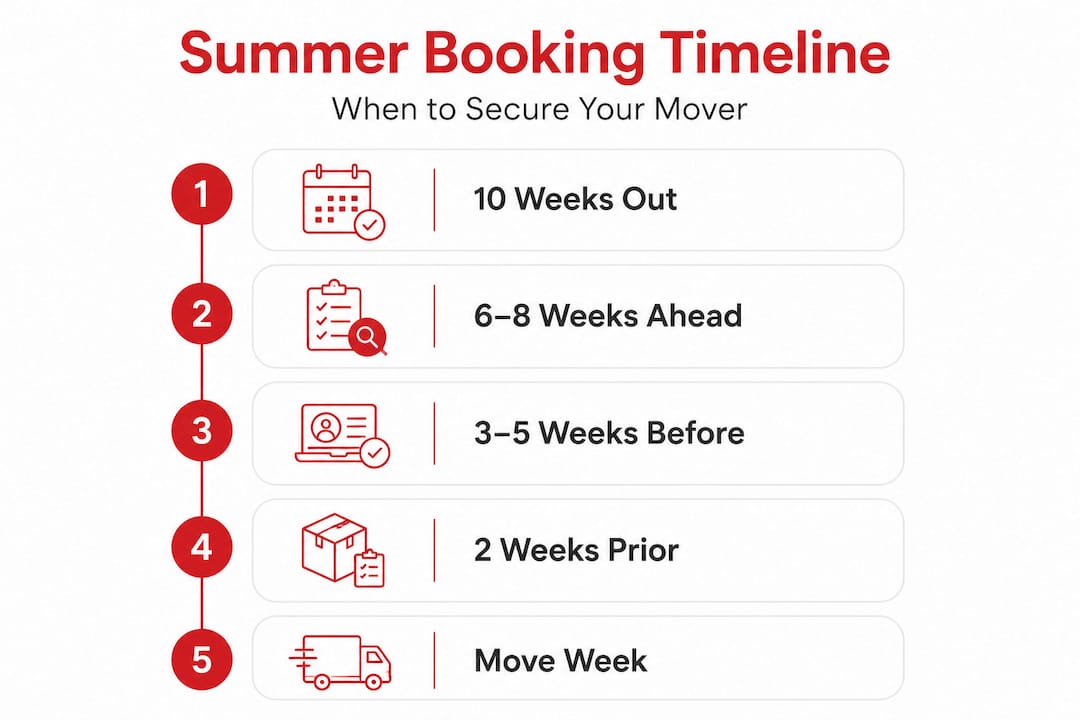 Infographic showing summer mover booking steps