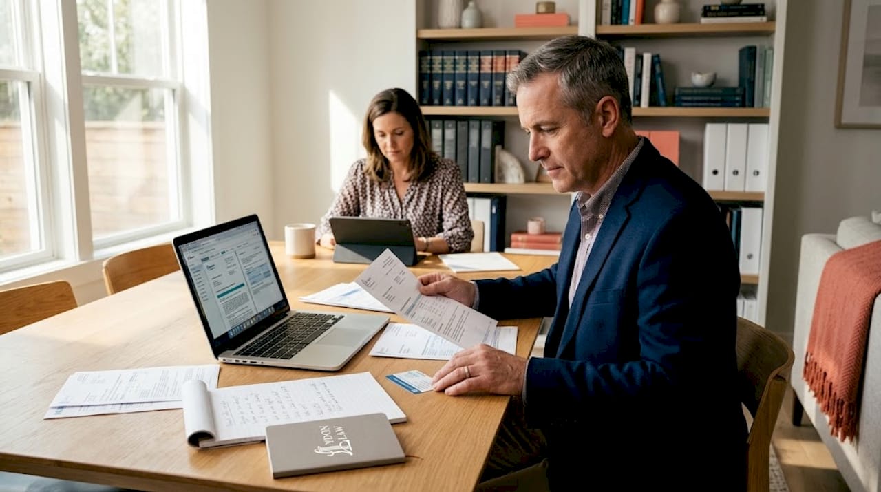 Older couple reviewing insurance policy details