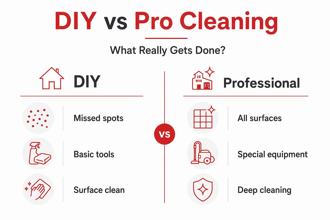 Infographic comparing DIY vs professional cleaning tasks