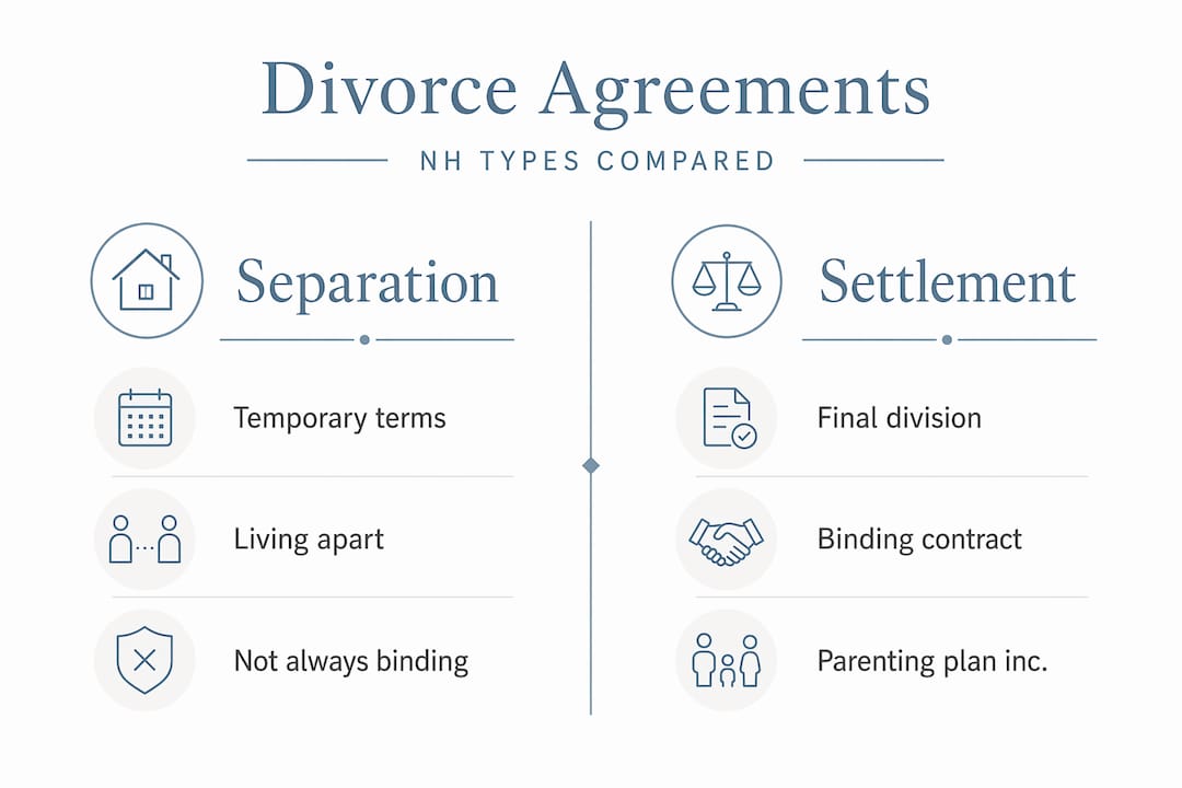 Infographic comparing separation and settlement agreements