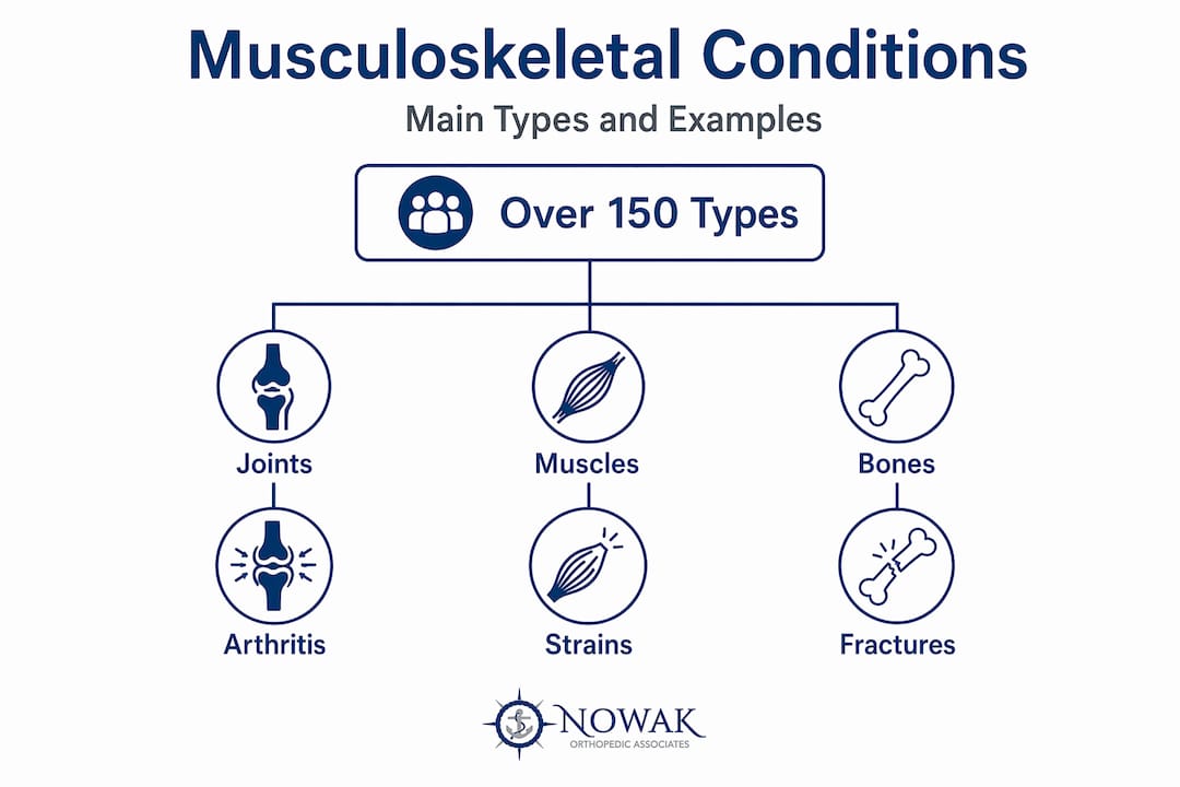 Hierarchy infographic showing major musculoskeletal condition types