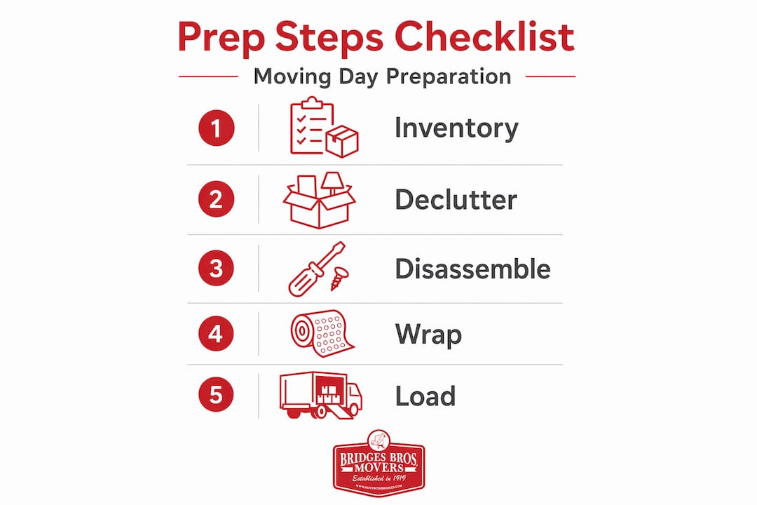 Infographic showing moving day prep steps