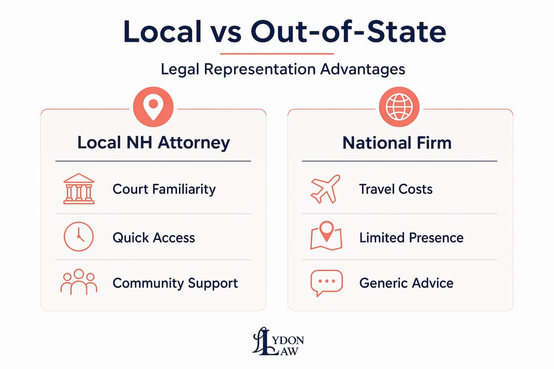 Infographic comparing local and national legal representation benefits