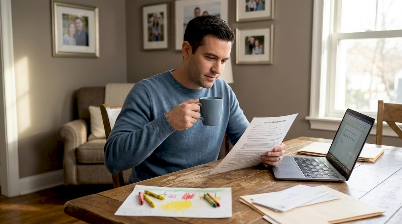 Parent reviewing child custody order documents