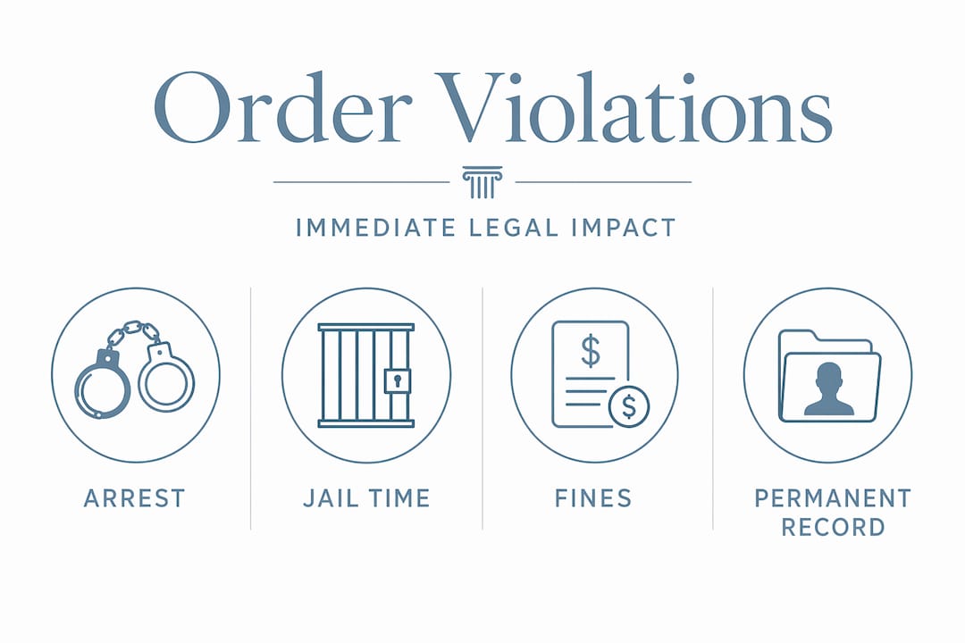 Infographic showing restraining order violation consequences