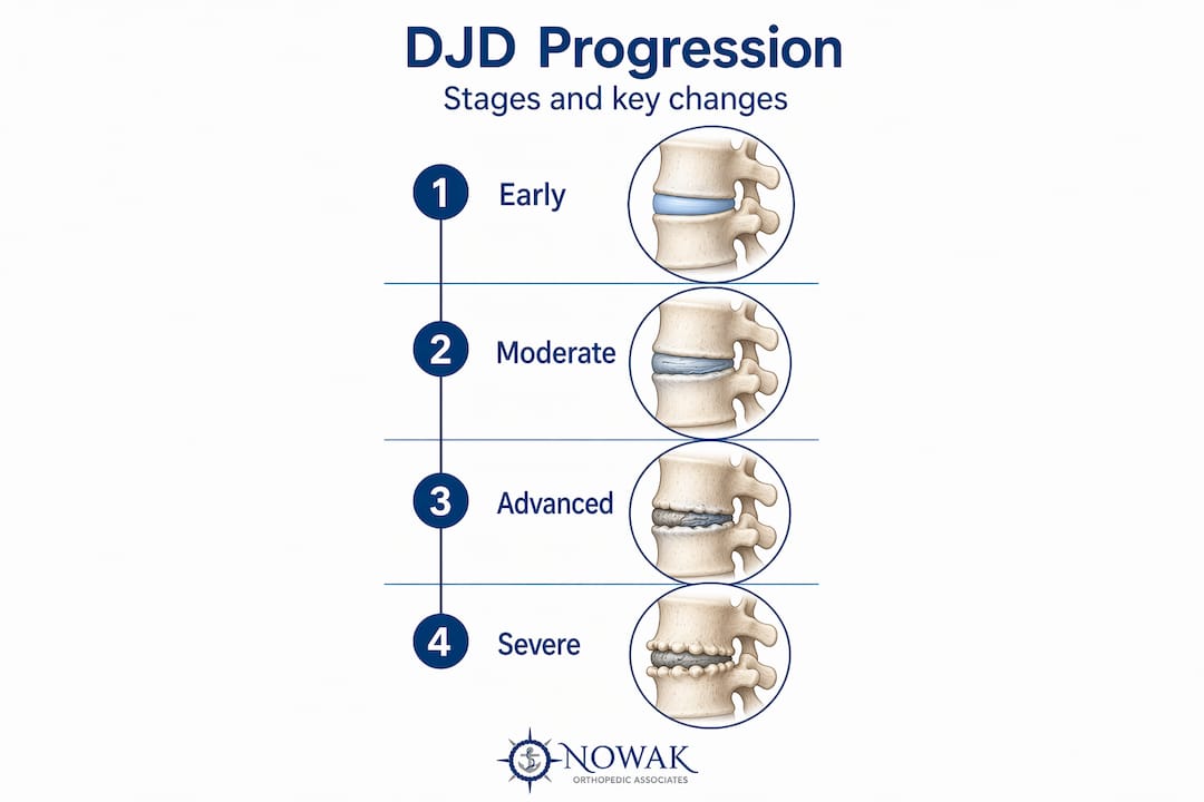 Infographic showing DJD progression stages and changes