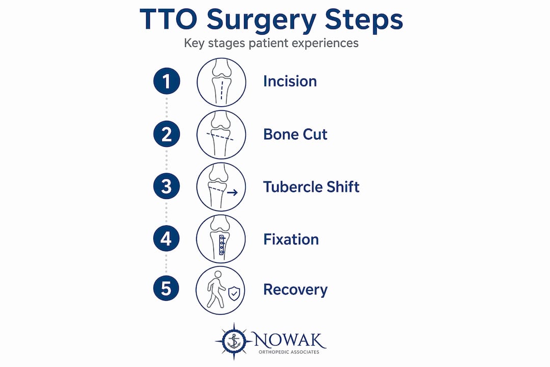 Infographic showing five steps of TTO surgery