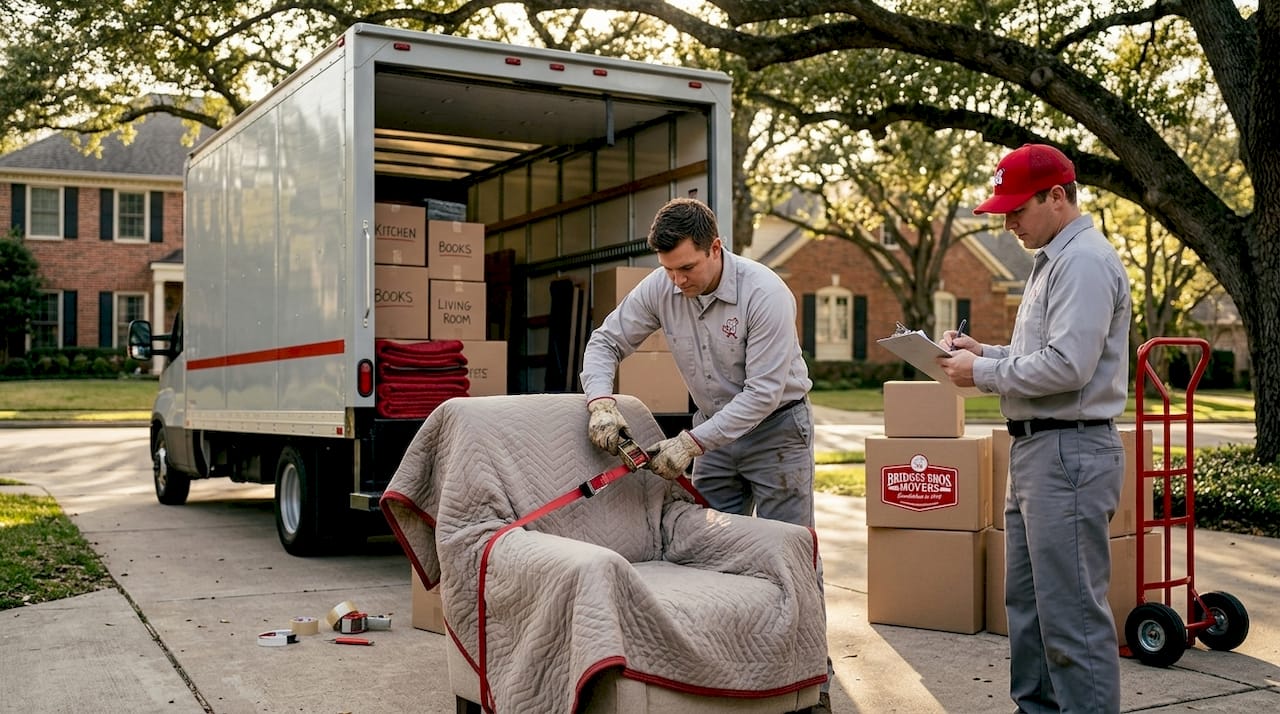 Movers loading truck packing inventory